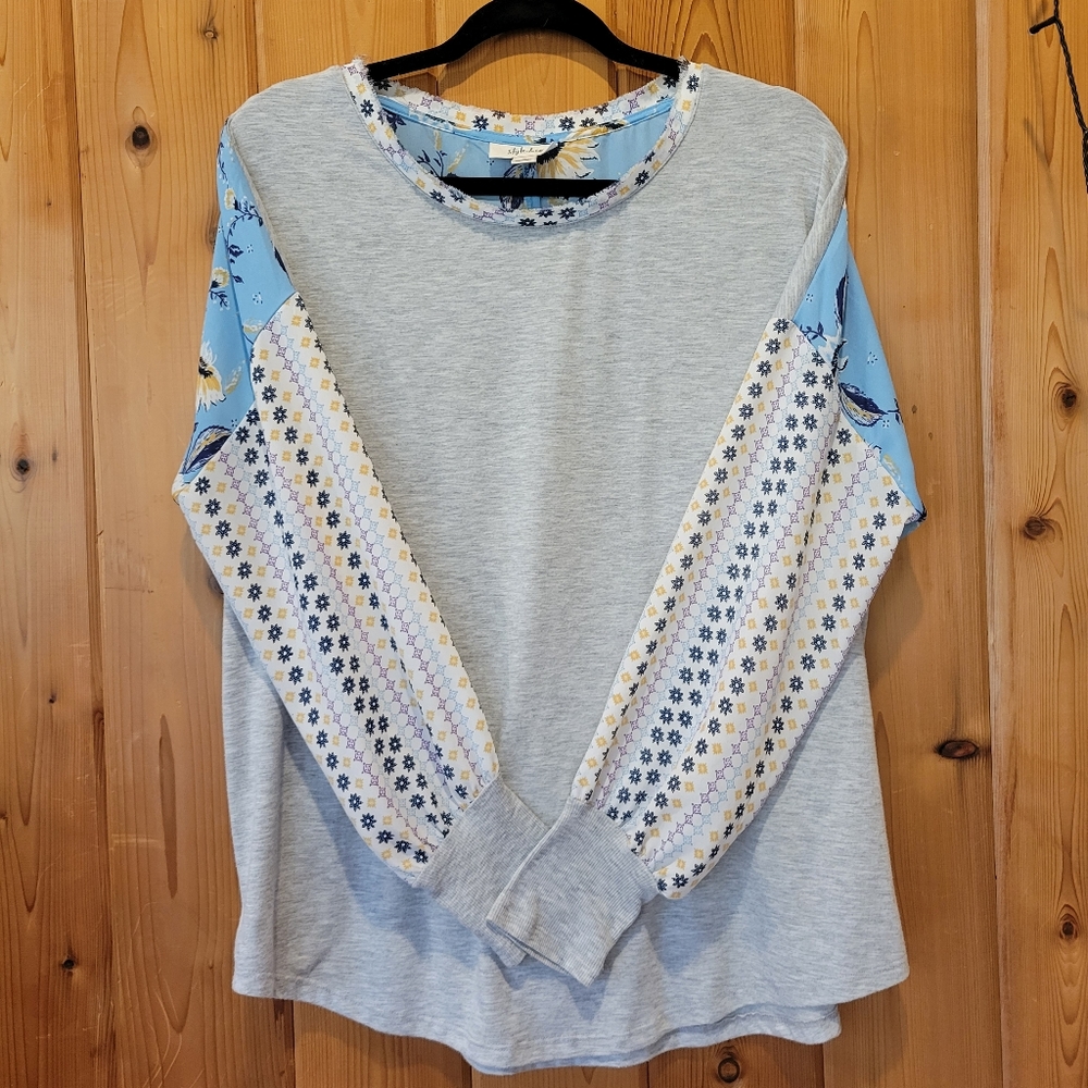 Style & Co mixed print floral long sleeve top